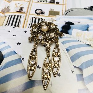 Vintage Dangling Bronze Brooch